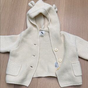 Baby Cream Knit Baby Cardigan with Hood